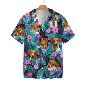 Tropical Jack Russell Terrier Mens Hawaiian Print Shirts Tropical Jack Russell Terrier Mens Hawaiian Print Shirts