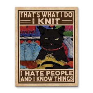 Cat I Knit I Hate People And I Know Things Canvas, Poster