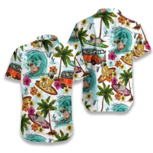 Beach pugs Hawaiian Floral Print Shirts
