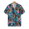 Tropical German Shepherd Hawaiian Button Up Shirts