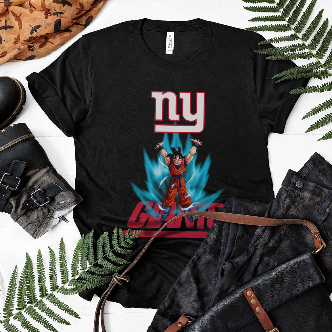 Son Goku Powering Up In Energy New York Giants Shirt