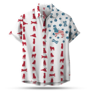 Bernese Mountain American Flag 4th of July Hawaiian shirt