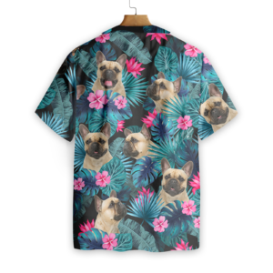 Tropical French Bulldog Hawaiian Button Up Shirts