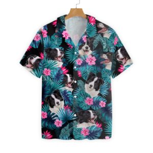 Tropical Border Collie Mens Hawaiian Print Shirts Tropical Border Collie Mens Hawaiian Print Shirts