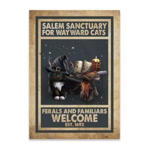 Cat Halloween Salem Sanctuary For Wayward Witch Canvas, Poster