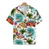 Bulldog Surf And Palm Hawaiian Floral Print Shirts