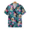 Tropical Jack Russell Terrier Mens Hawaiian Print Shirts