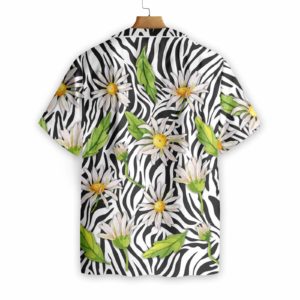 Daisy Zebra Watercolor Painting Art Hawaiian Floral Print Shirts