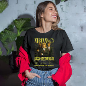 Nirvana 33rd Anniversary 1987-1994 Signatures Thank You For The Memories Shirt, Dave Grohl