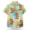Puffin wearing a hawaiian shirt button up shirt
