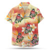 Crow wearing a Hawaiian shirt button up shirt