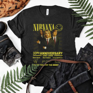 Nirvana 33rd Anniversary 1987-1994 Signatures Thank You For The Memories Shirt, Dave Grohl