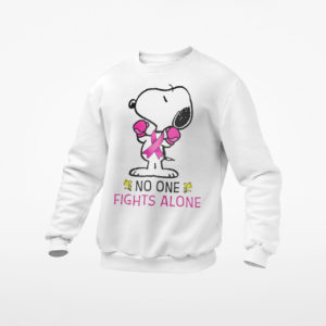 Snoopy No One Fights Alone Breast Cancer Awareness Shirt, ls, hoodie
