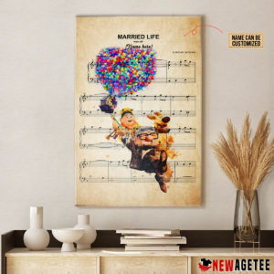 Personalized Carl Russell Dug Up Balloon House Married Life Sheet Music Poster Canvas