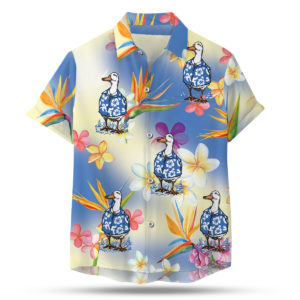Hawaiian shirted duck button up shirt