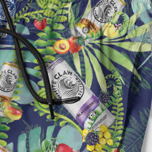 White Claw Hard Seltzer Hawaiian Button Up Shirt, Beach Shorts