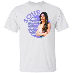 Olivia Rodrigo sour brutal traitor drivers license 2 step forward shirt, ls, hoodie