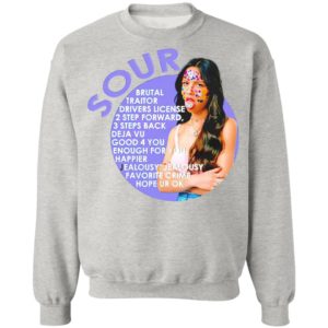 Olivia Rodrigo sour brutal traitor drivers license 2 step forward shirt, ls, hoodie