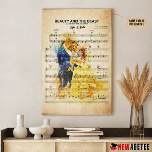Personalized Belle And Beast Beauty and the Beast Sheet Music Poster Canvas