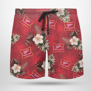 MILLER HIGH LIFE Beer Hawaiian Shirt, Beach Shorts for Men