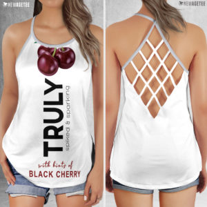 TRULY Can Black Cherry Hard Seltzer Costume Criss Cross Tank Top