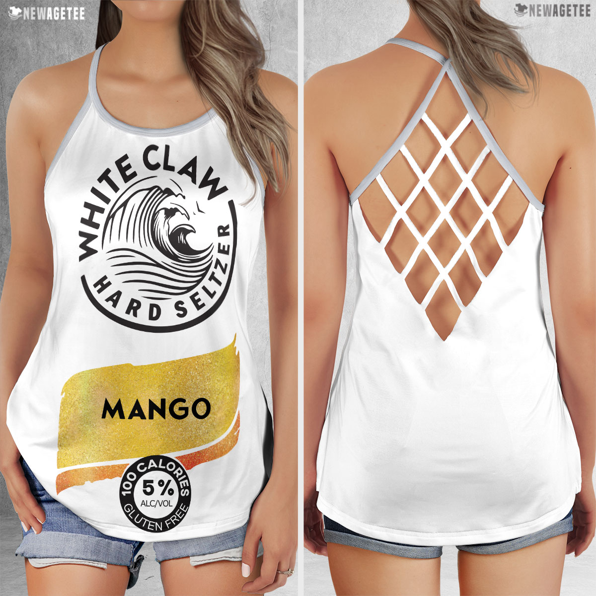 Mango White Claw Glitter Costume Criss Cross Tank Top