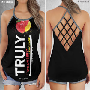 TRULY Can Stawberry Lemonade Hard Seltzer Costume Criss Cross Tank Top