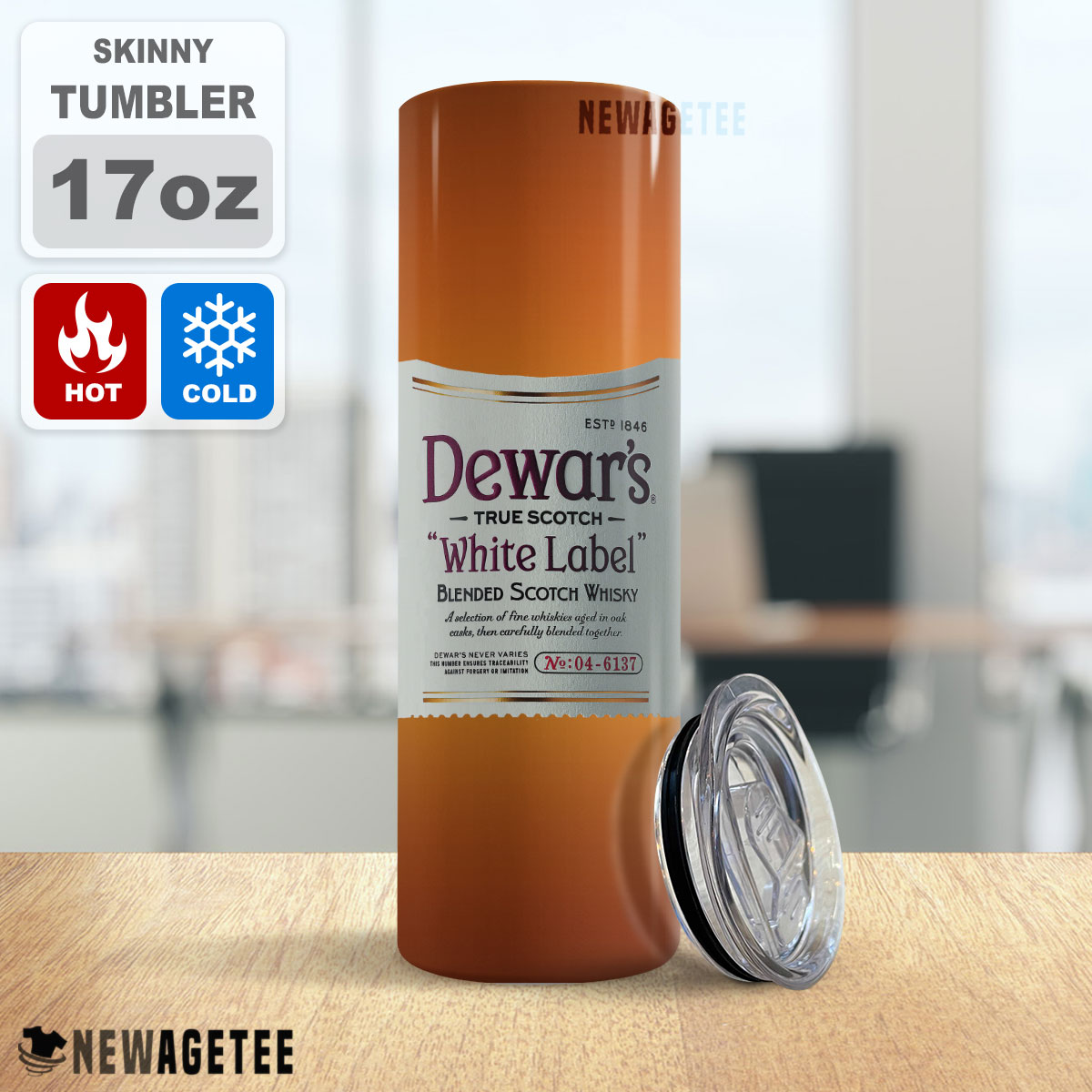 Dewar’s Scotch Whiskey White Label Skinny Tumbler 20oz 30oz