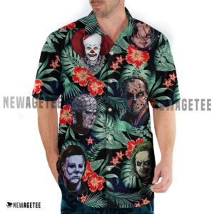 Horror Movie Chracters Hawaiian Shirt, Beach Shorts for Men