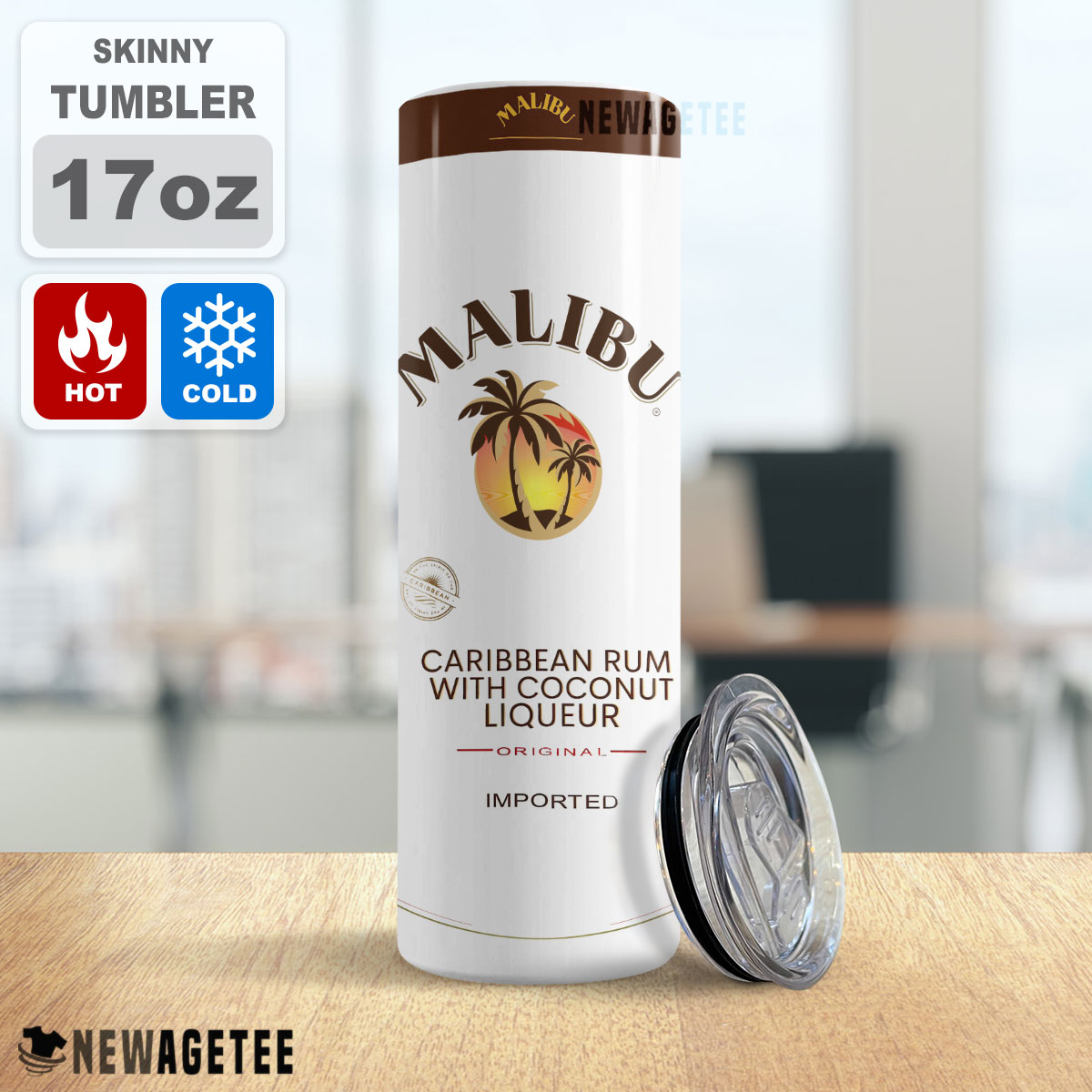 Malibu Liqueur Skinny Tumbler Stainless Steel 20oz 30oz