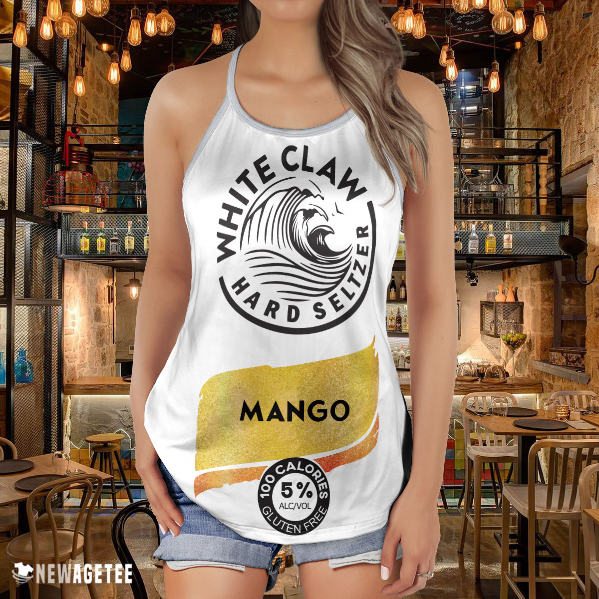 Mango White Claw Glitter Costume Criss Cross Tank Top
