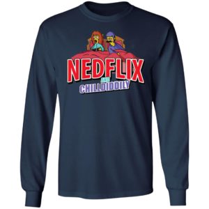 The Simpsons Ned Flix and Chill Diddly shirt