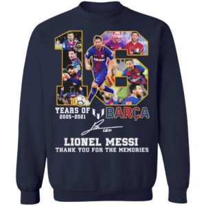 16 years of 2005 2021 Barca Lionel Messi Champion signature Thank You tee shirt