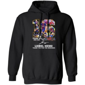 16 years of 2005 2021 Barca Lionel Messi Champion signature Thank You tee shirt