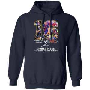 16 years of 2005 2021 Barca Lionel Messi Champion signature Thank You tee shirt