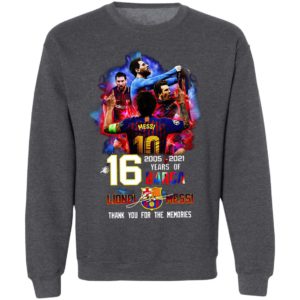 16 Years Of Barcelona 2005 2021 Lionel Messi Signatures Thank You For The Memories Shirt