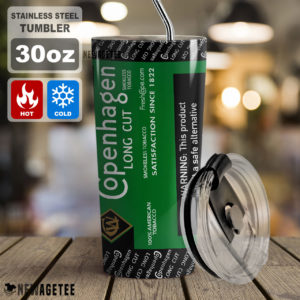 Copenhagen Long Cut Wintergreen Skinny Tumbler Stainless Steel 20oz 30oz