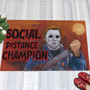 1 Indoor Outdoor Doormat Myers Social Distance Champion Serial Killer Halloween Doormat