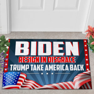 2 Outdoor Door Mat Biden Resign In Disgrace Trump Take American Back Outdoor Indoor Doormat