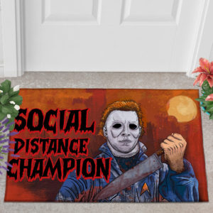 Myers Social Distance Champion Serial Killer Halloween Doormat