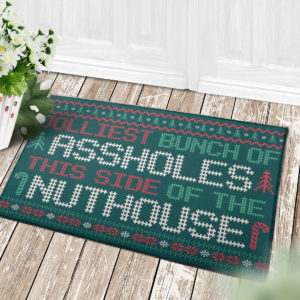 4 Decor Outdoor Doormat Jolliest Bunch Of Assholes This Side Nuthouse Ugly Christmas Doormat