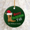 Christmas The Year of the Vaccine 2021 Plaid Ceram Round Ornament