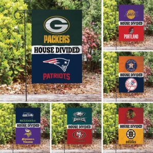 Custom House Divided NFL Garden Flag Football Teams