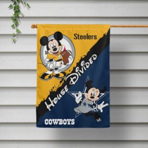 Custom NFL Mickey And Minnie Teams House Divided Football NFL Team Garden Flag