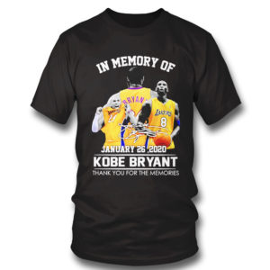 Kobe Bryant In memory of january 26 2020 thank you for the memories shirt Kobe Bryant In memory of january 26 2020 thank you for the memories shirt