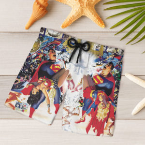 Crisis on Infinite Earths DC Superman and Wonder Woman Hawaiian Shirt, Beach Shorts