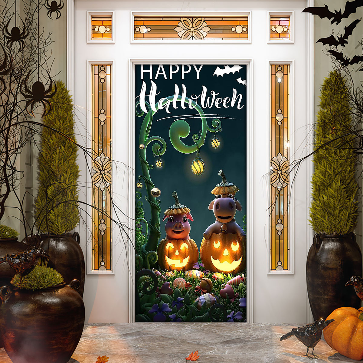 Happy Halloween Door Cover Decorations for Front Door Happy Halloween Door Cover Decorations for Front Door