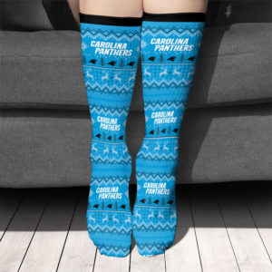 Adult socks Carolina Panthers Adult Ugly Christmas Crew Socks