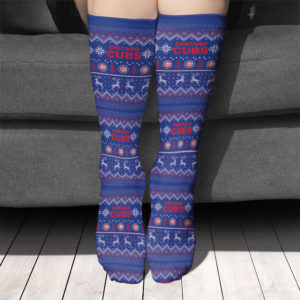 Chicago Cubs Adult Ugly Christmas Crew Socks
