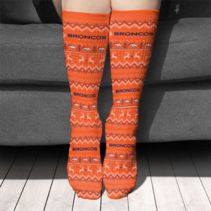Adult socks Denver Broncos Adult Ugly Christmas Crew Socks